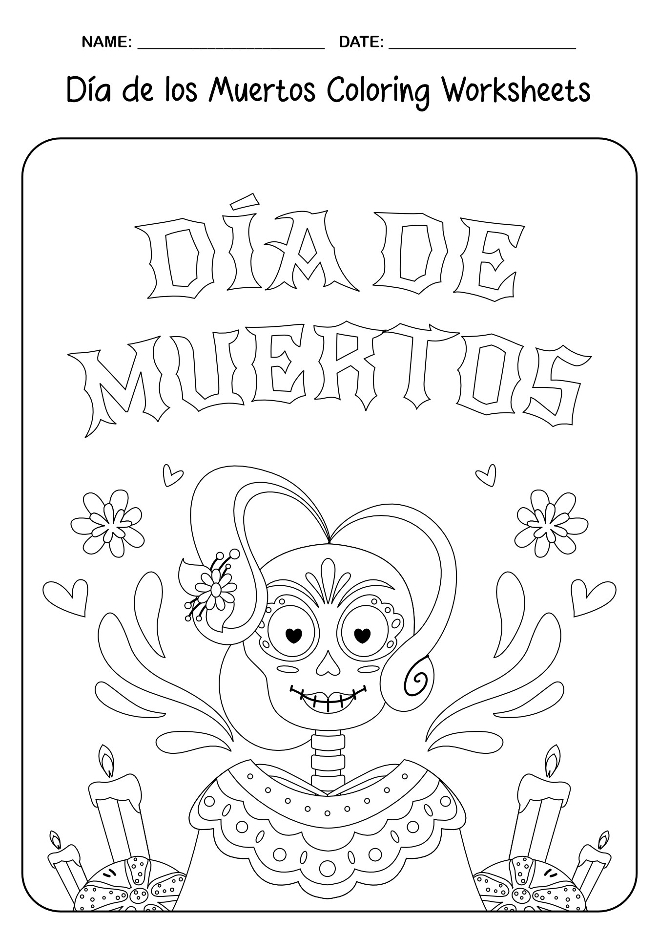 Día de los Muertos Coloring Worksheets