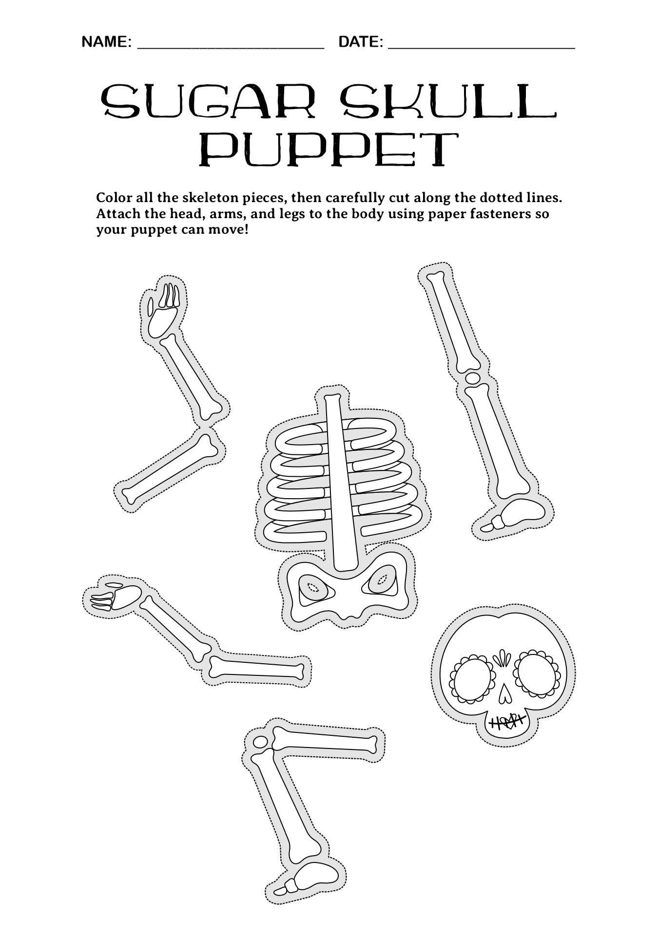 Día de los Muertos Educational Worksheets for Kids