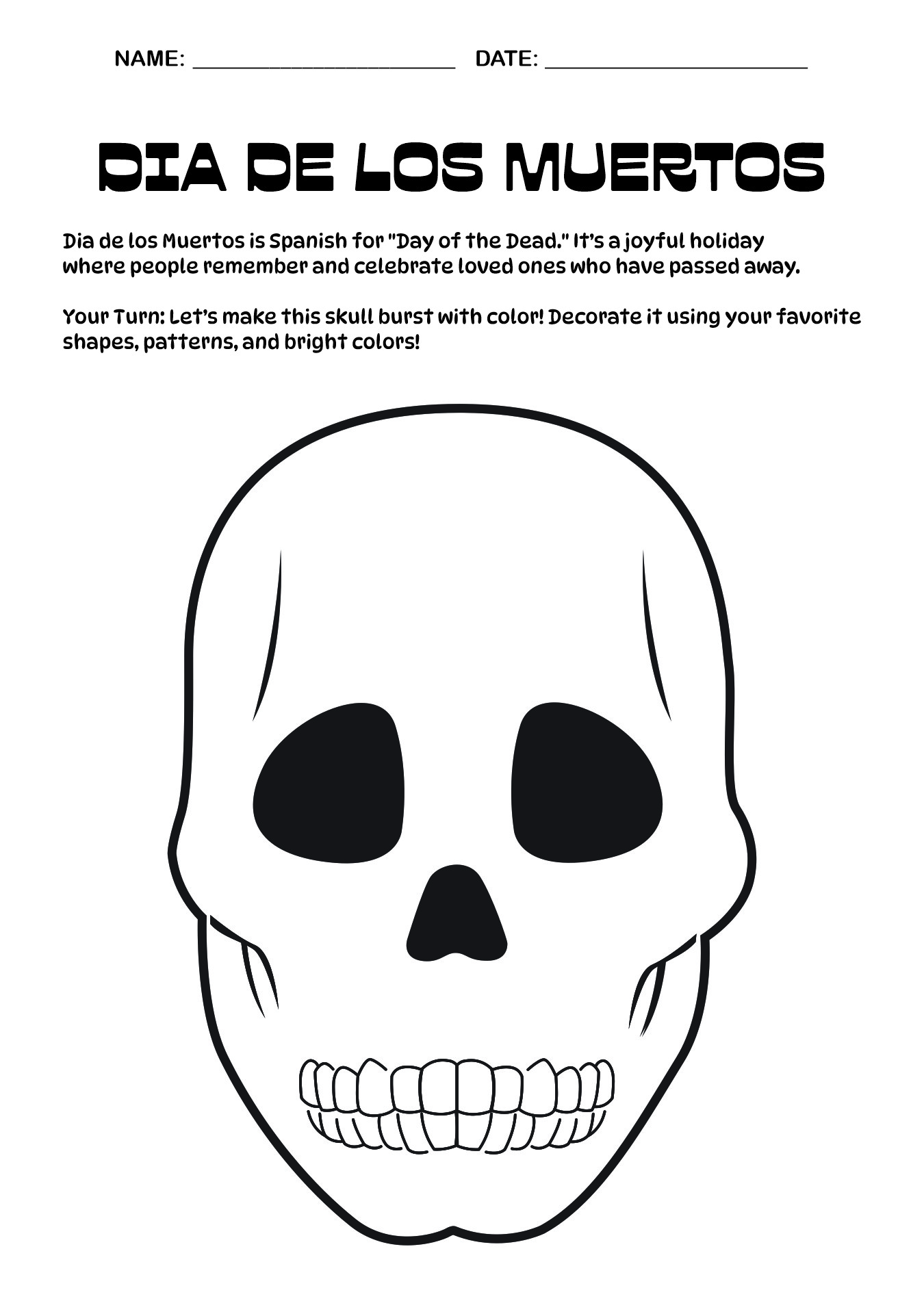 Day of the Dead Activity Sheets for Kids