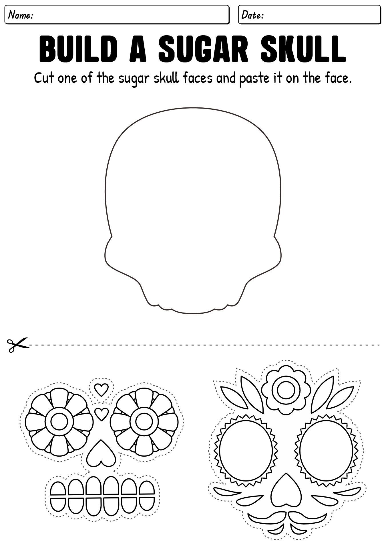 Day Of The Dead Cut And Paste Worksheet