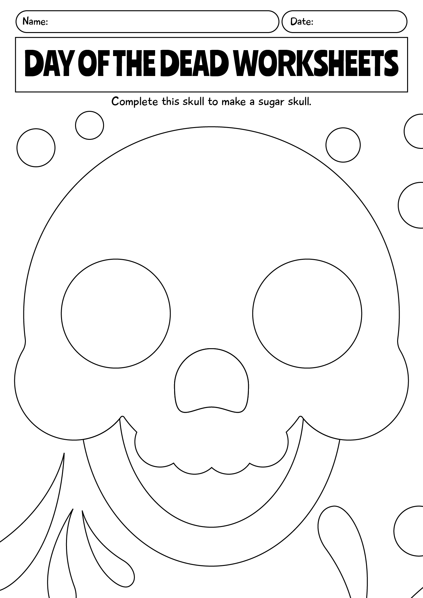 Day Of The Dead Worksheets For Kids