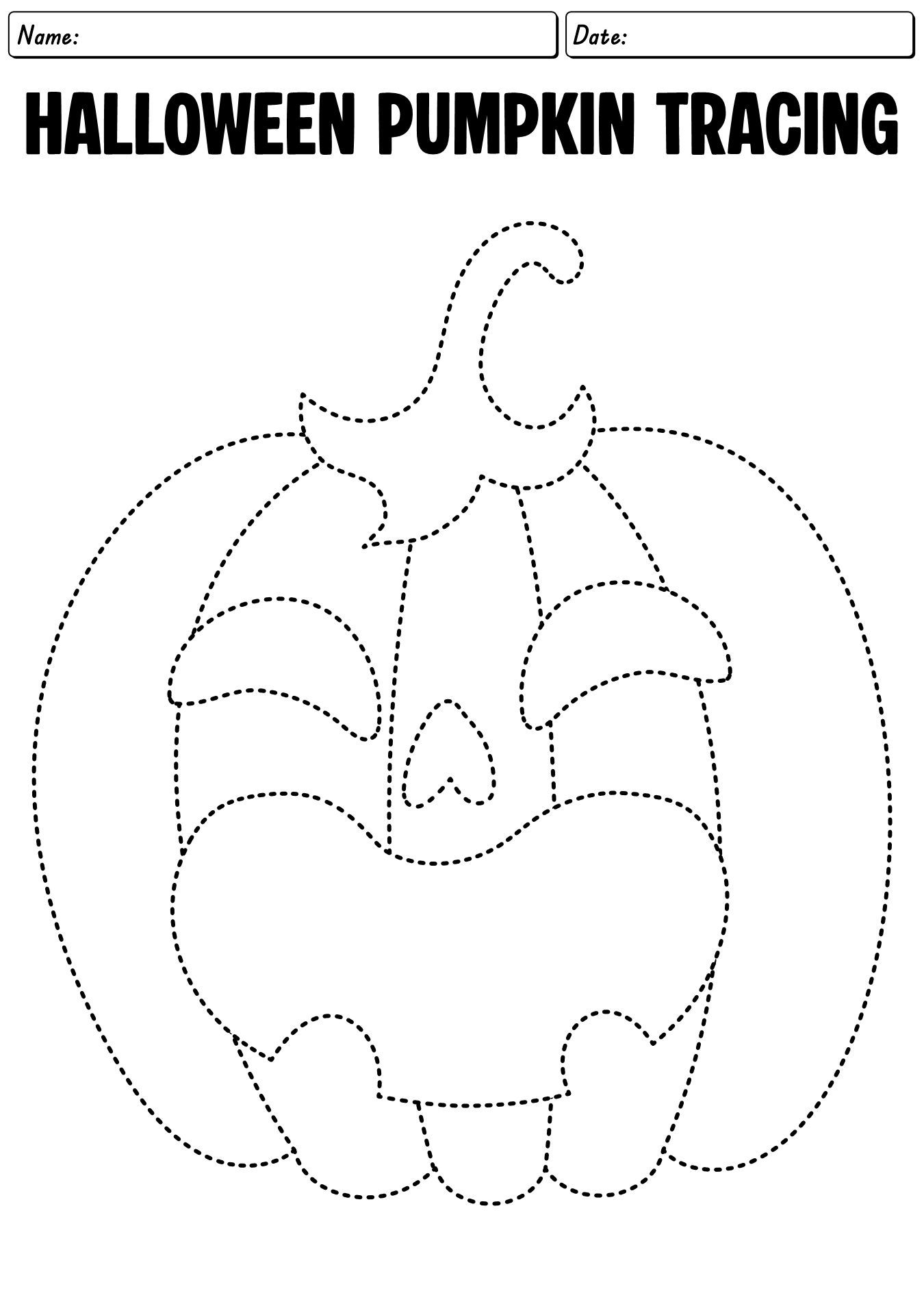 Halloween Pumpkin Tracing Worksheet for Preschool