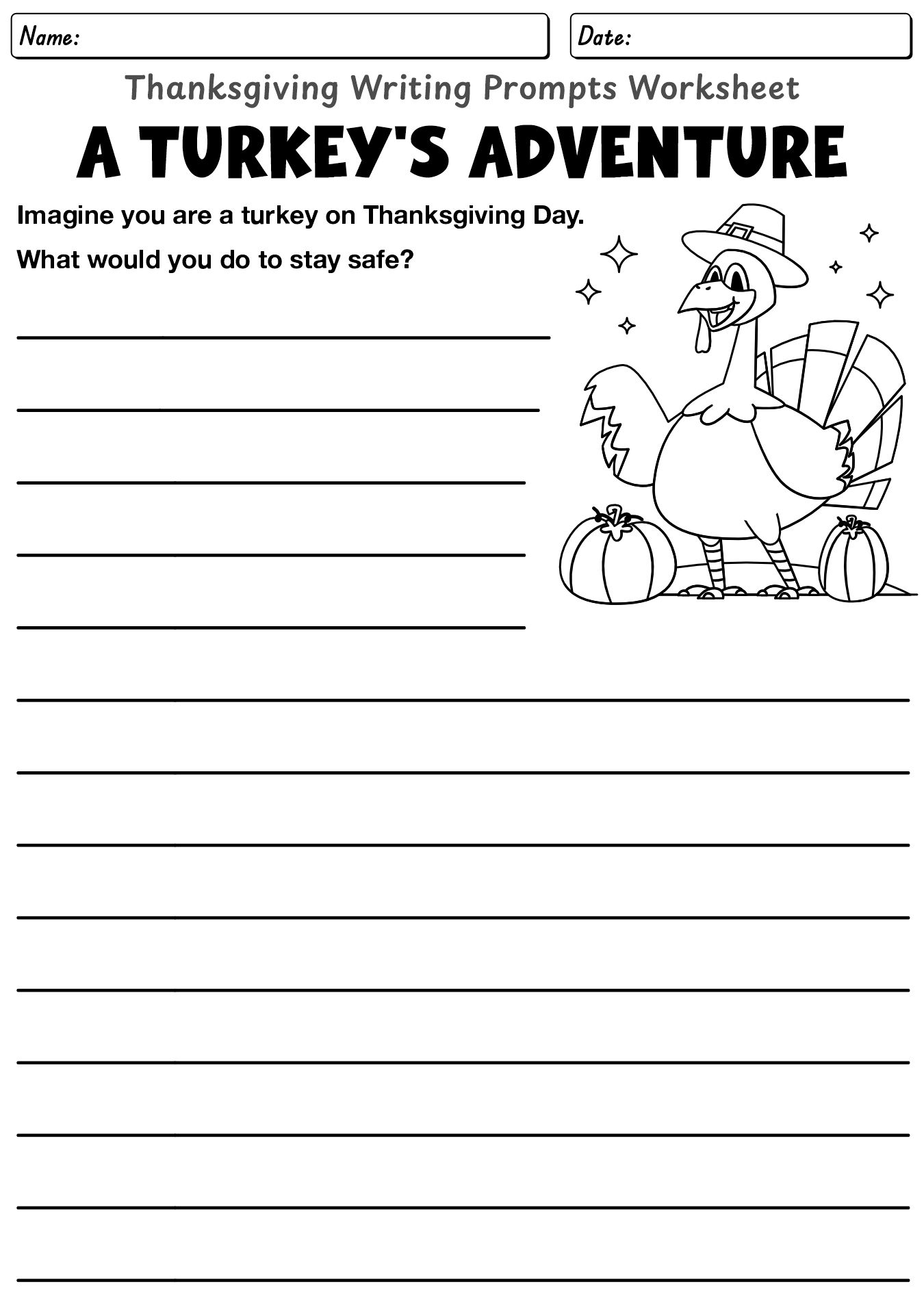 Thanksgiving Writing Prompts Worksheet