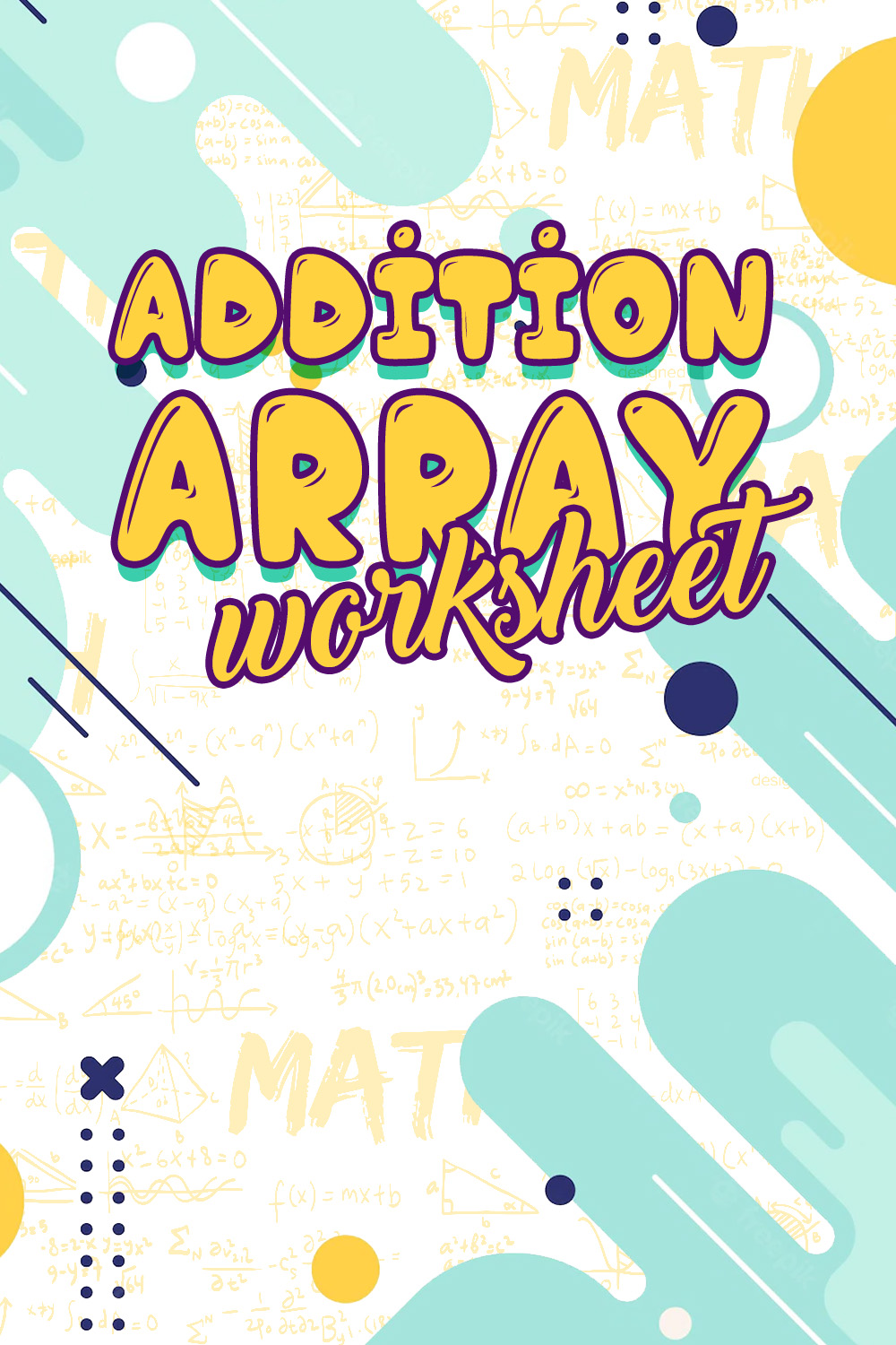 Addition Arrays Worksheets