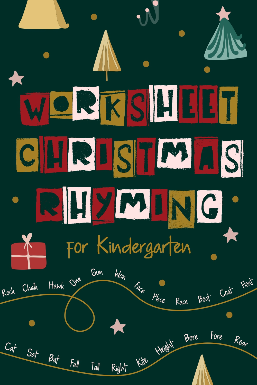 Worksheets Christmas Rhyming for Kindergarten