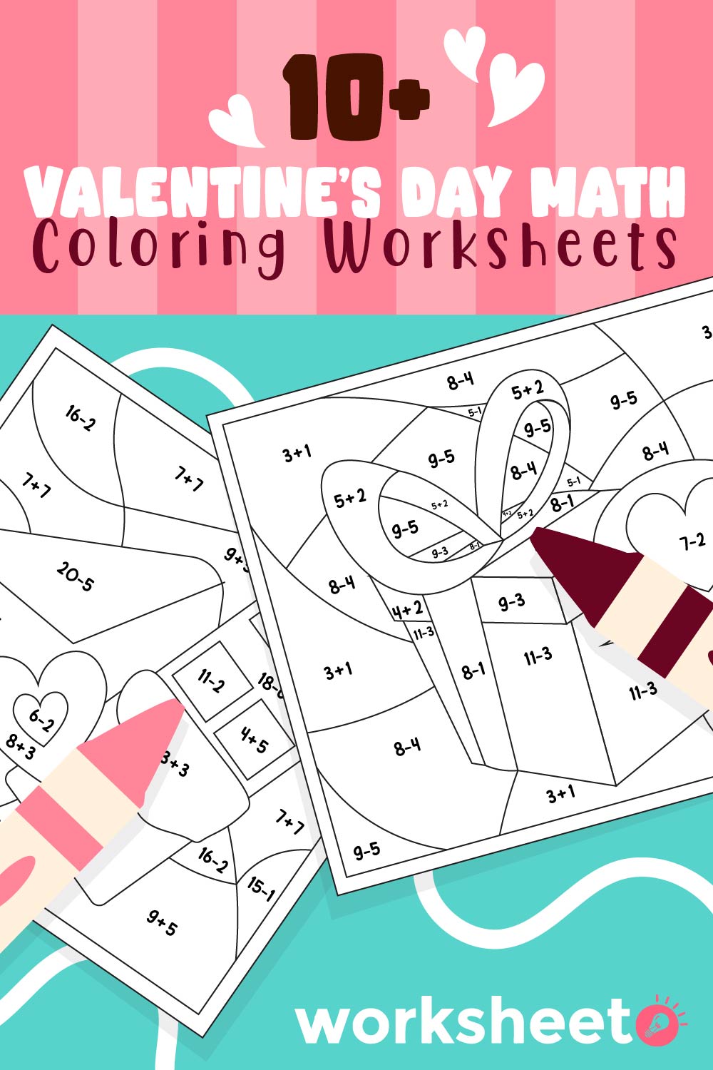 Valentines Day Math Coloring Worksheets