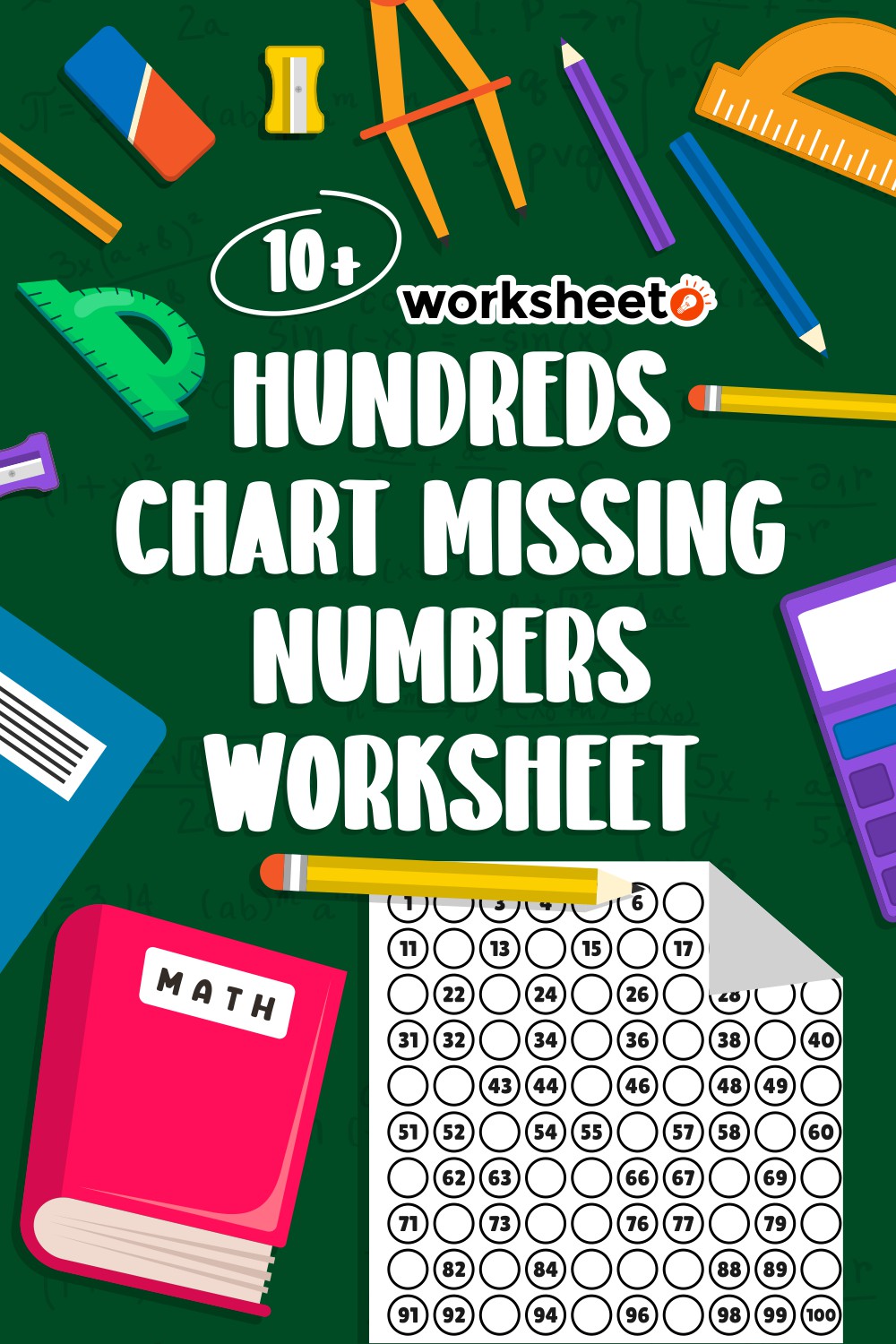 Hundreds Chart Missing Numbers Worksheet