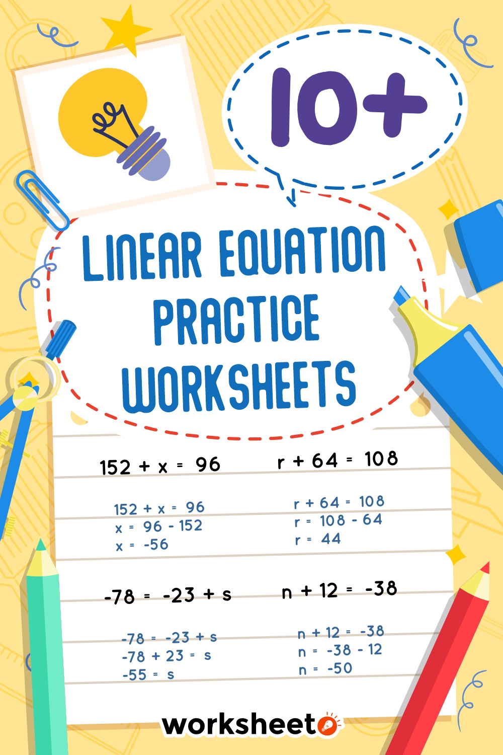 Linear Equation Practice Worksheets
