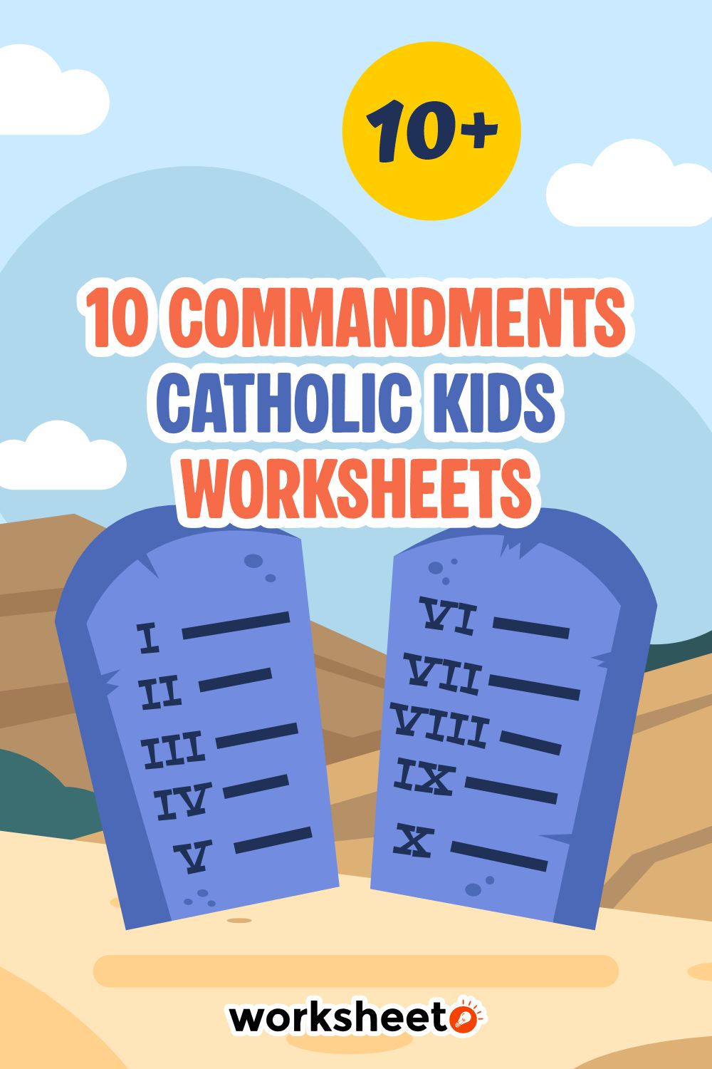 10 Commandments Catholic Kids Worksheets