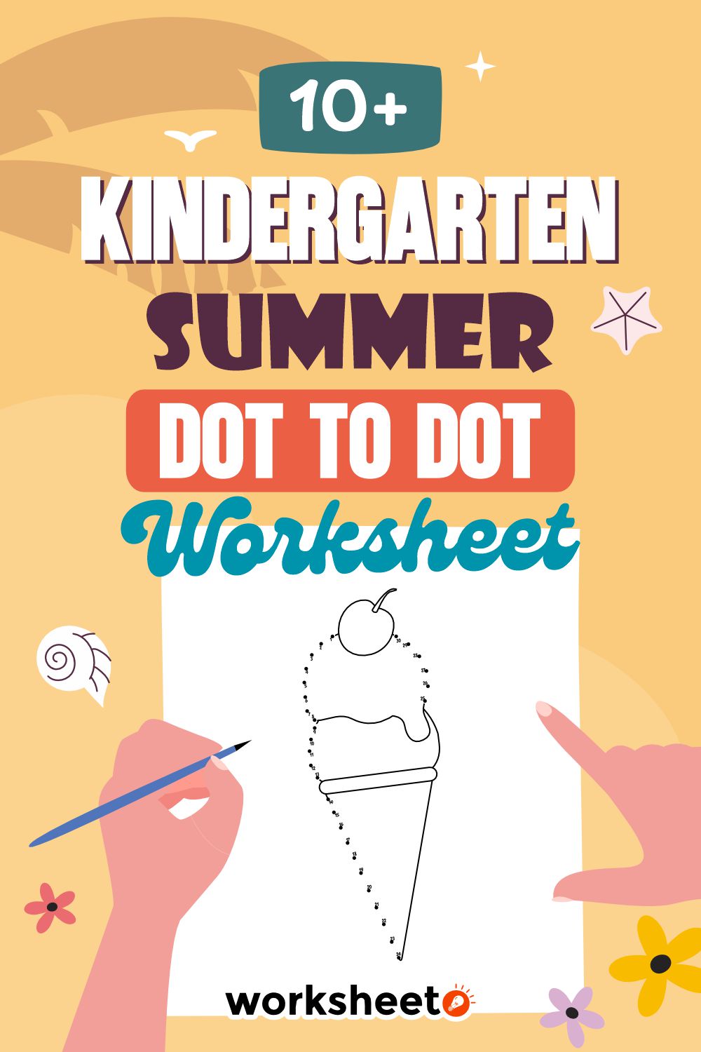 Kindergarten Summer Dot to Dot Worksheets