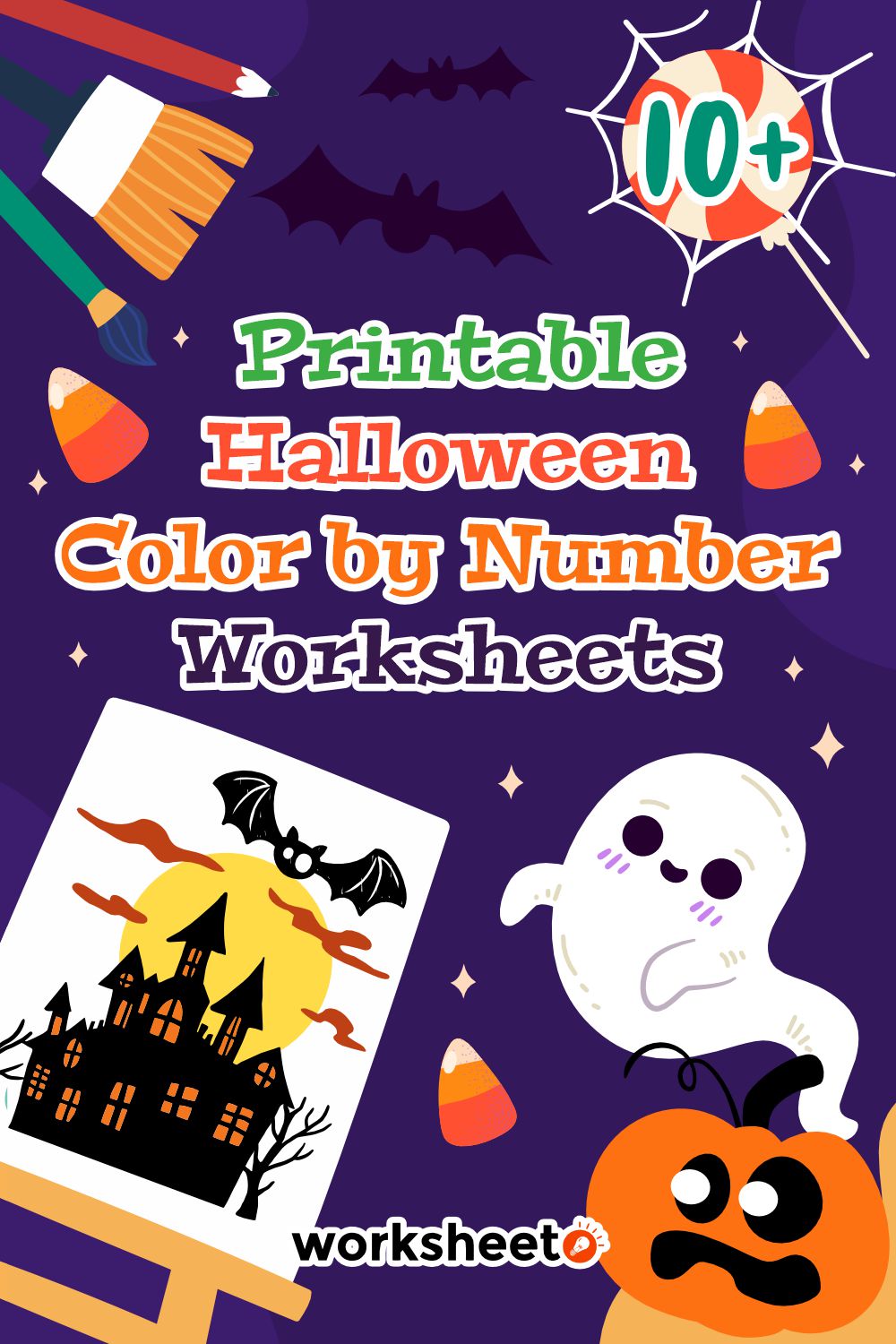 Printable Halloween Color by Number Worksheets