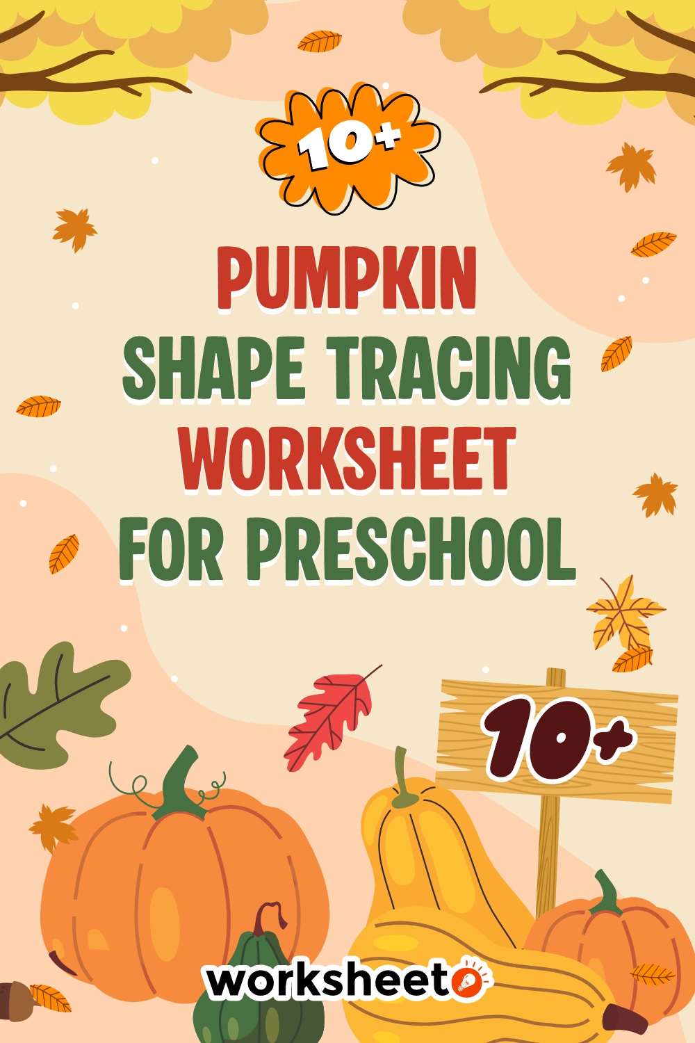 Pumpkin Shape Tracing Worksheet for Preschool