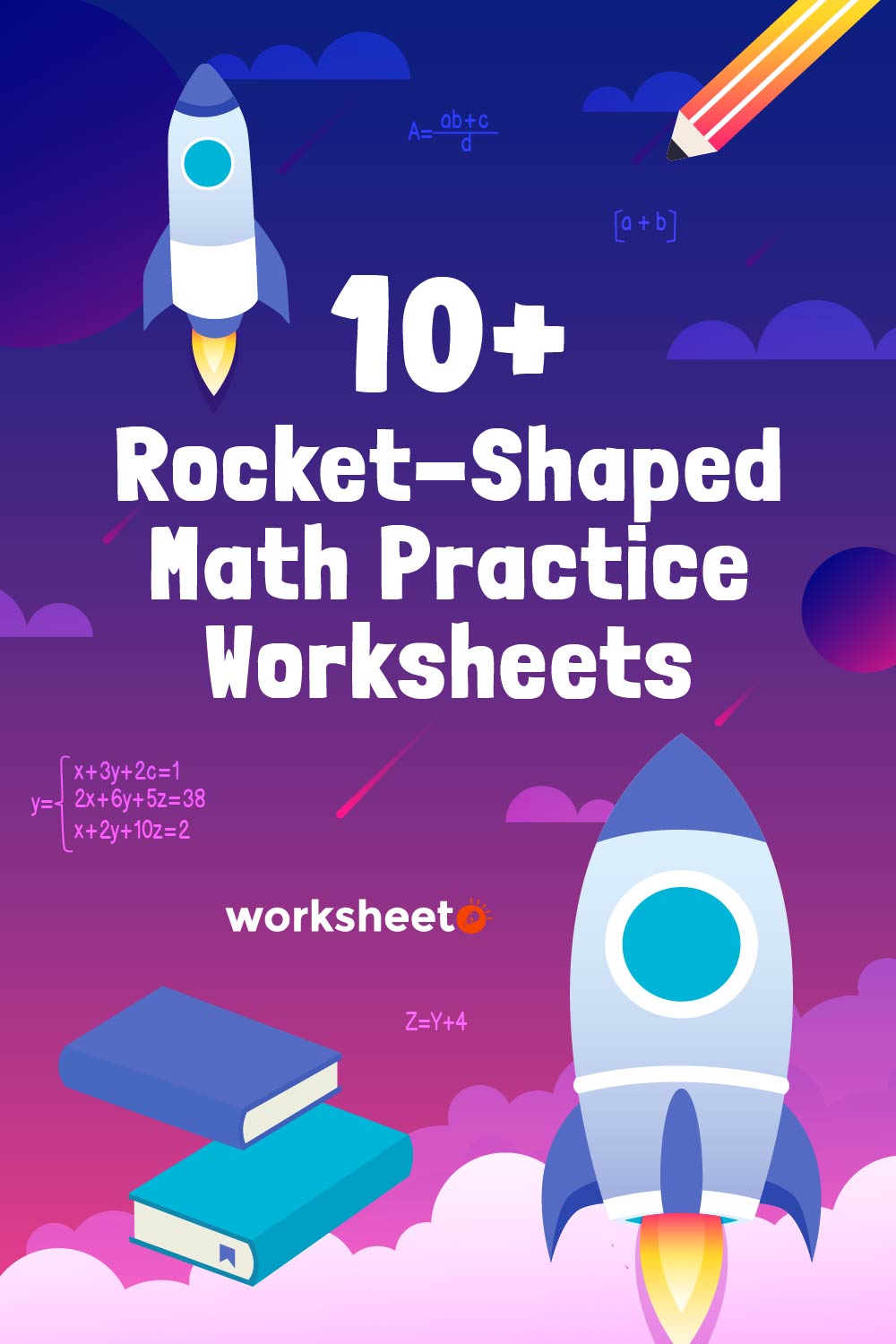 Rocket-Shaped Math Practice Worksheets